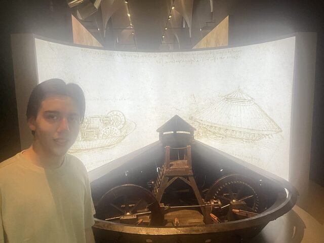 Demir next to the armoured tank model