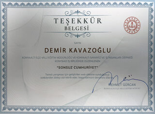 Certificate of Appreciation for the Sonsuz Cumhuriyet website